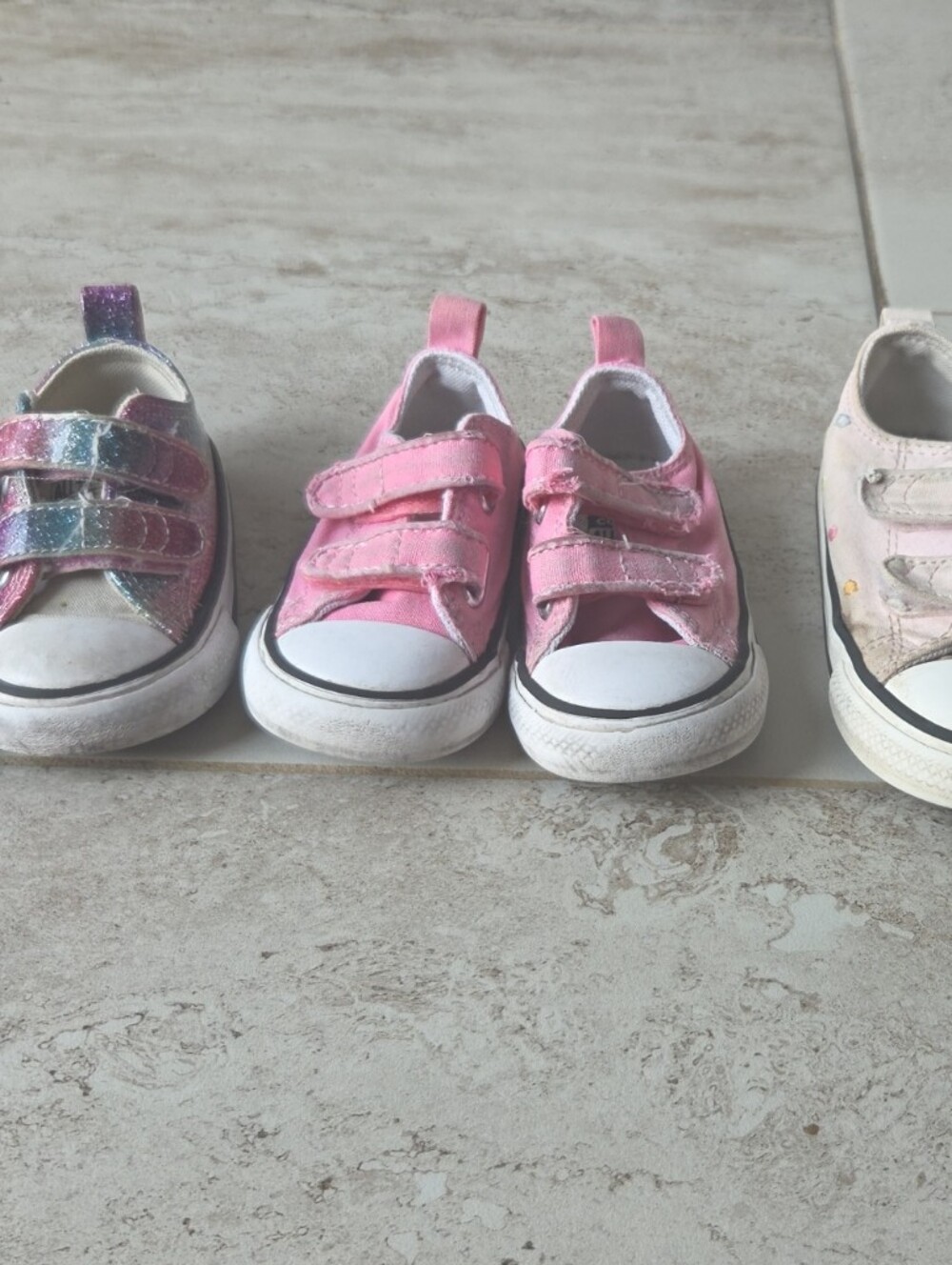 Kids Pink Glitter & Pastel Velcro Sneakers
